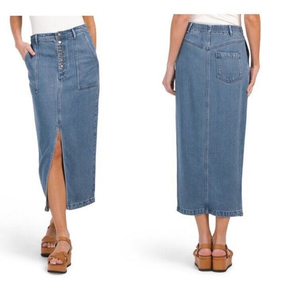 Young Fabulous & Broke YFB High Waist Soft Denim Maxi Skirt M - Picture 1 of 7